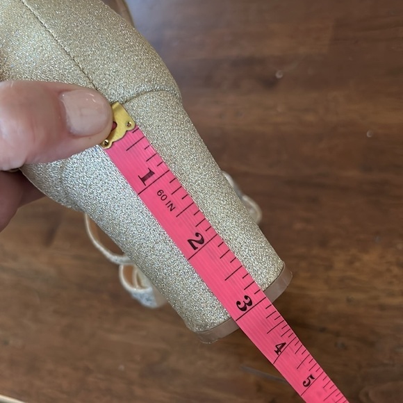 Badgley Mischka Womens Sparkly Gold Crystal Block Heel Sandals Size 9 Party - Picture 14 of 14